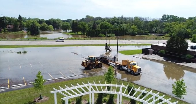 Des Plaines River Continues to Rise in Gurnee, Illinois