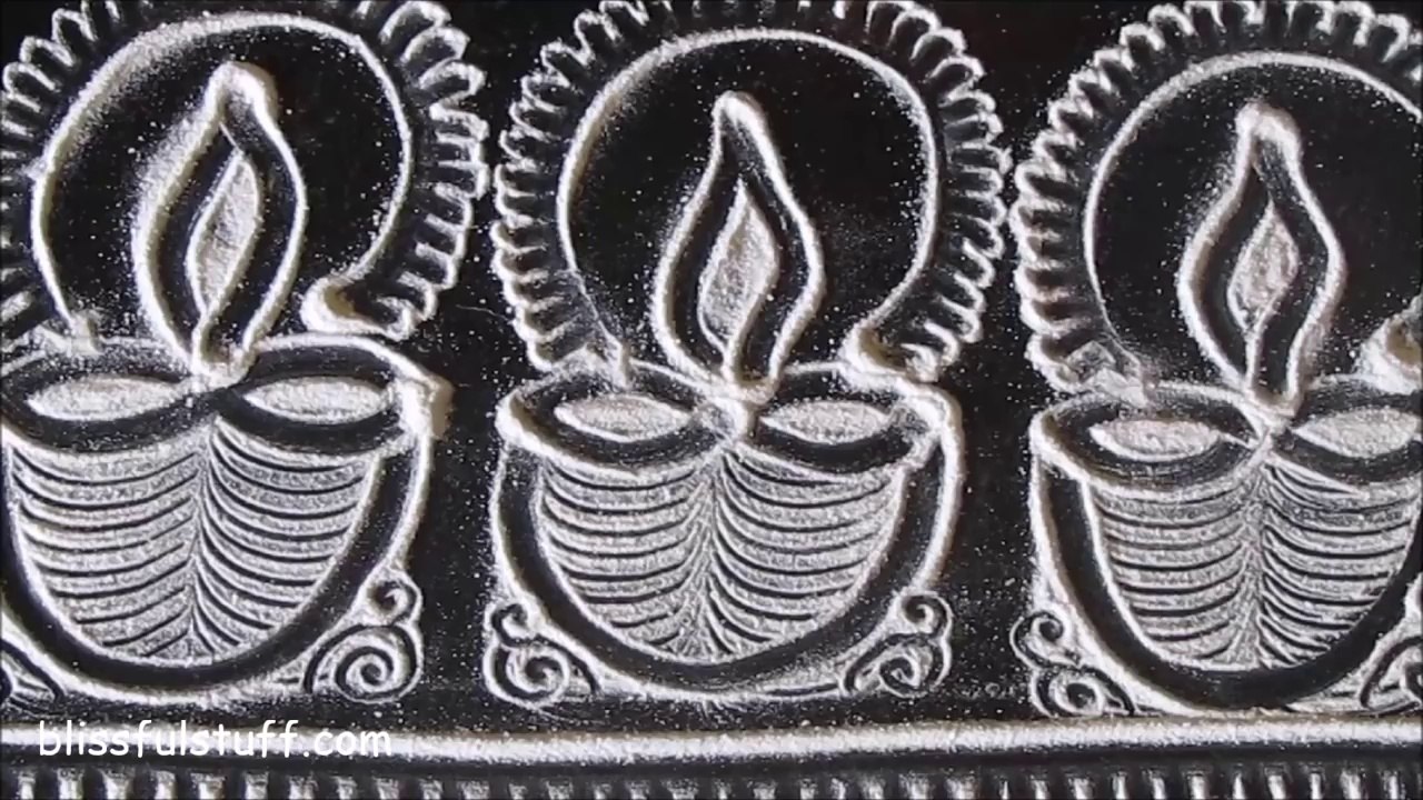 Easy diya border rangoli pattern using quilling comb and cotton bud / Rangoli by Poonam Borkar