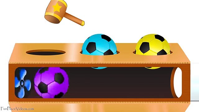 Learn Colors With Soccer Balls Marble Maze Tunnel Run Wooden Face Hammer Kids Toddlers Toy Fun Place