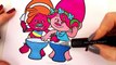 TROLLS COLORING BOOK REVERSE SPEED COLORING VIDEO FOR KIDS EPISODE 1 POPPY DJ SUKI COOPER - TOY ARMY