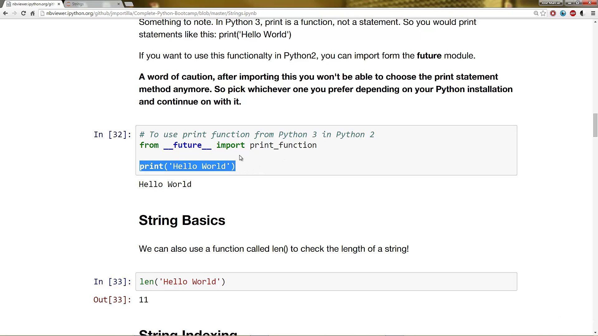 Strings - Python Complete Bootcamp Course