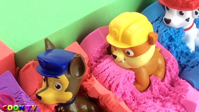 Learn Colors Kinetic Sand Super Square Cake with Bad Baby Paw Patrol Toys Learning Colours for Kids