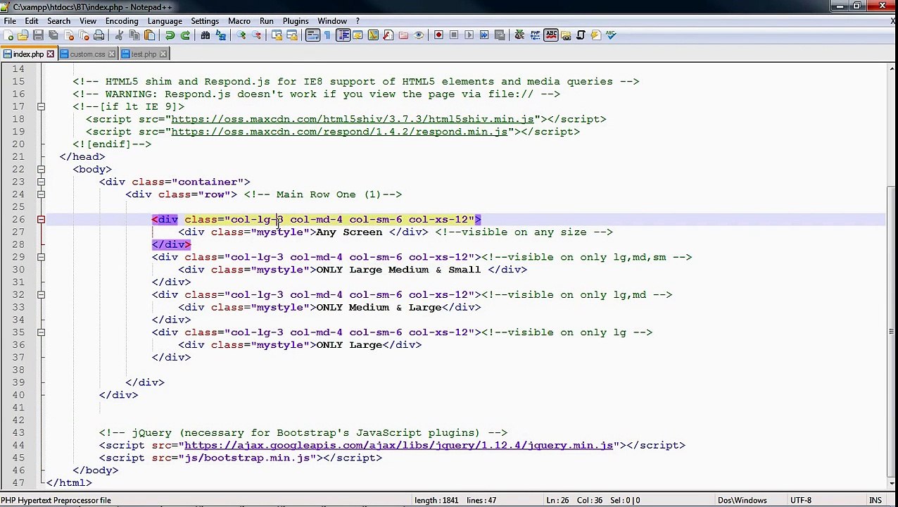 Part 10 Bootstrap Visible and Hidden Classes