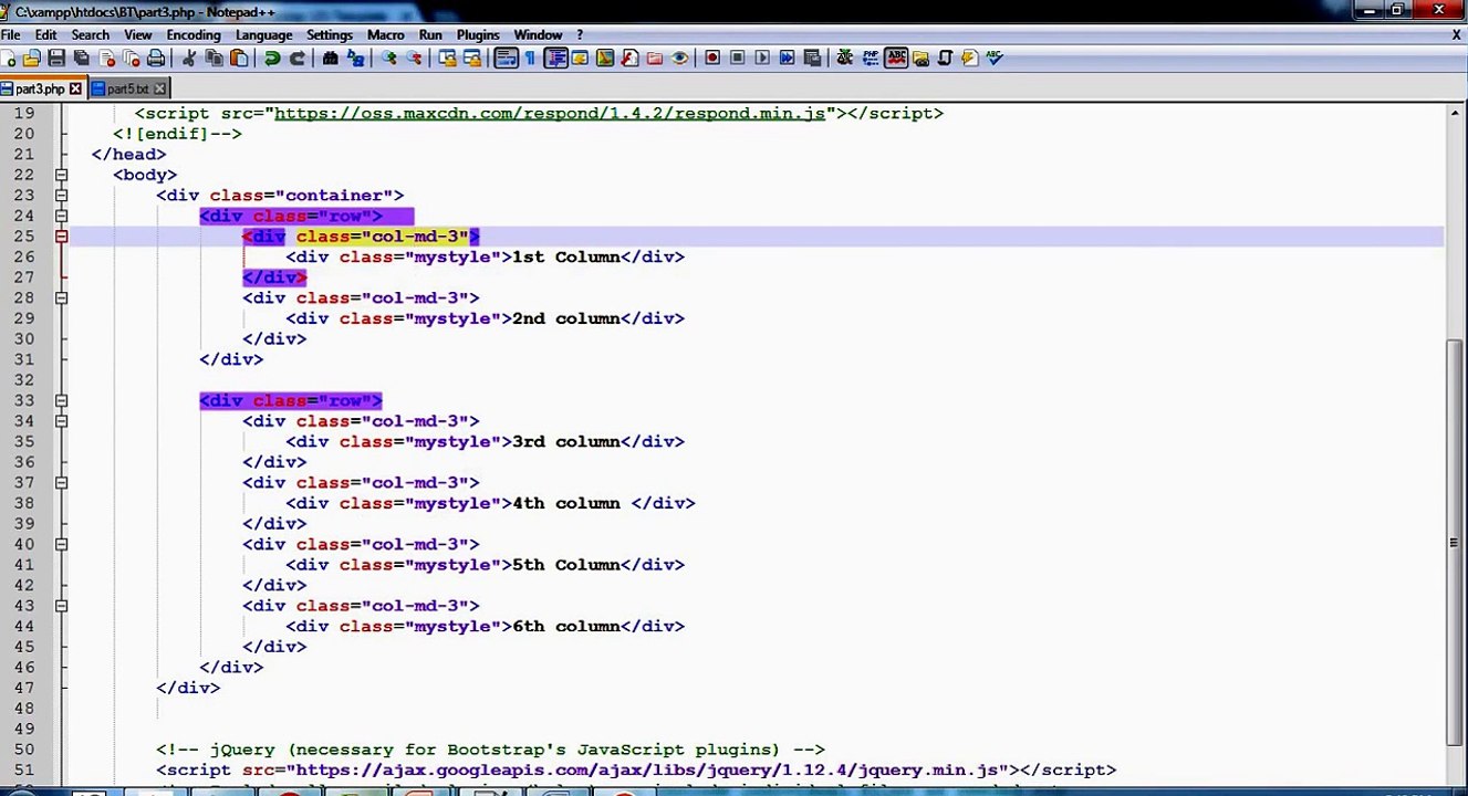 Part 5 Bootstrap Grid Classes Offset Column 5