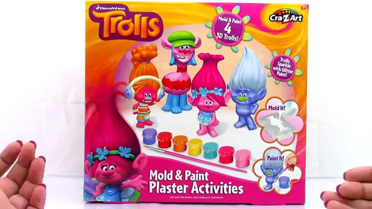 Trolls DIY 3D Mold and Paint Plaster Activity Cra-Z-Art Unboxing Toy Review by TheToyReviewer