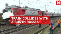 At least 16 killed as bus 'torn apart' by speeding train in Russia