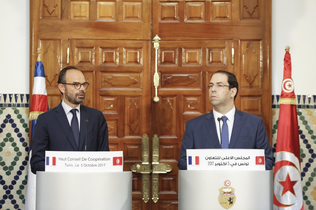 Conférence de presse commune avec Youssef Chahed, chef du gouvernement de la République tunisienne - Tunis, 5 octobre 2017