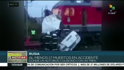 Al menos 17 muertos en un choque entre un tren y un autobús en Rusia