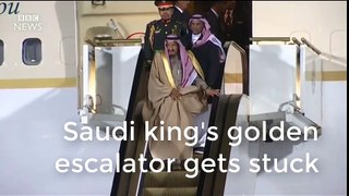 Saudi king's golden escalator gets stuck