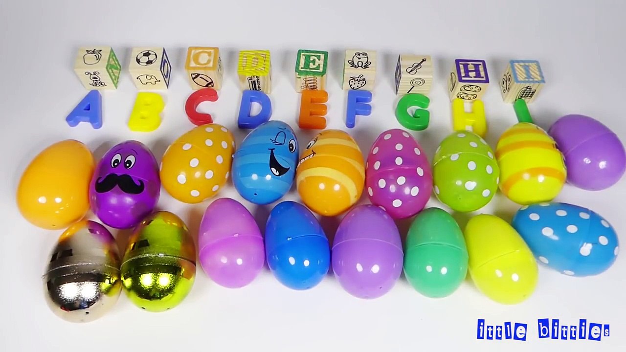 abcdefghijklmnopqrstuvwxyz surprise eggs learn alphabet with surprise eggs and blocks