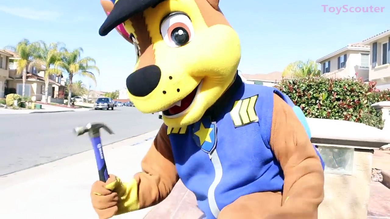 Spiderman STEPS ON GIANT NAIL! w/ Paw Patrol Chase & The Witch Doctor in Real Life