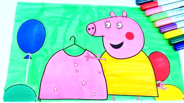 Mummy Pigs Birthday Coloring Pages with Colored Markers Videos For Kids with Songs