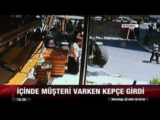 İçinde müşteri varken markete kepçeyle daldı! - 28 Temmuz 2017