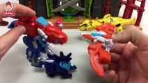 Transformers Rescue Bots Dinobots Battle Imaginext Power Rangers w/ Red Ranger Green Ranger