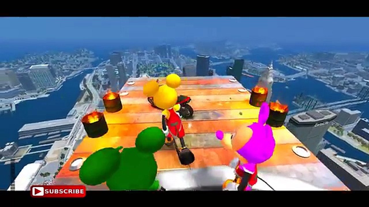 EPIC MOTORBIKE PARTY & COLORS Mickey Mouse have Fun in Toboggan (Nursery Rhymes Songs for Children)