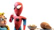 Spiderman Play Doh Stop Motion w/ Santa Claus McDonalds Burger Eating Competition