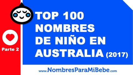 TOP 100 nombres para niños en Australia 2017 - PARTE 2 - www.nombresparamibebe.com