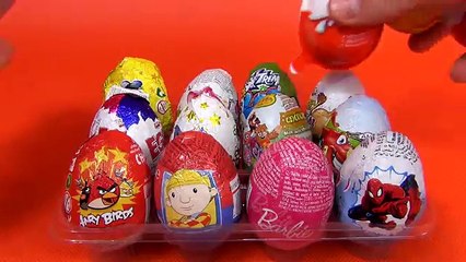 17 Choco Surprise Eggs - Minnie, Bob Builder, Angry Birds, SpiderMan, SpongeBob and more cartoon!