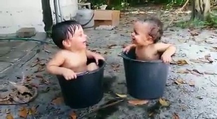 Cute Baby bath enjoying water