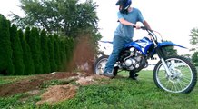 doing a burnout in dirt with my dirt bike