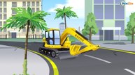 Kids Cartoon Red Bulldozer Digging with Excavator | Construction Trucks Cartoons for children
