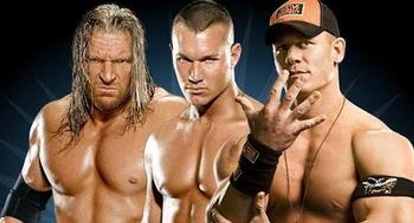 OMG John Cena vs Triple H vs Batista - Triple Threat - Superman vs Game vs the Animal - HD