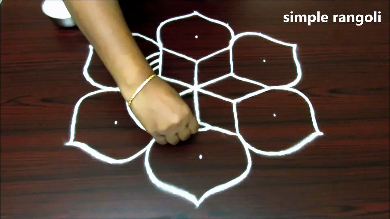 lotus flower kolam designs with dots- lotus muggulu with dots- rangoli lotus designs