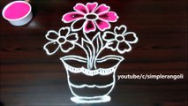 simple flower rangoli designs with 5 dots, easy kolam designs, DIY muggulu designs with dots
