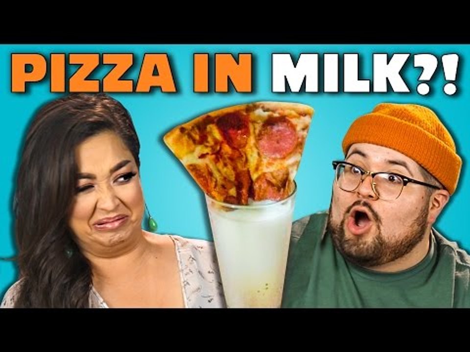 PIZZA MILK CHALLENGE | Adults Vs. Food