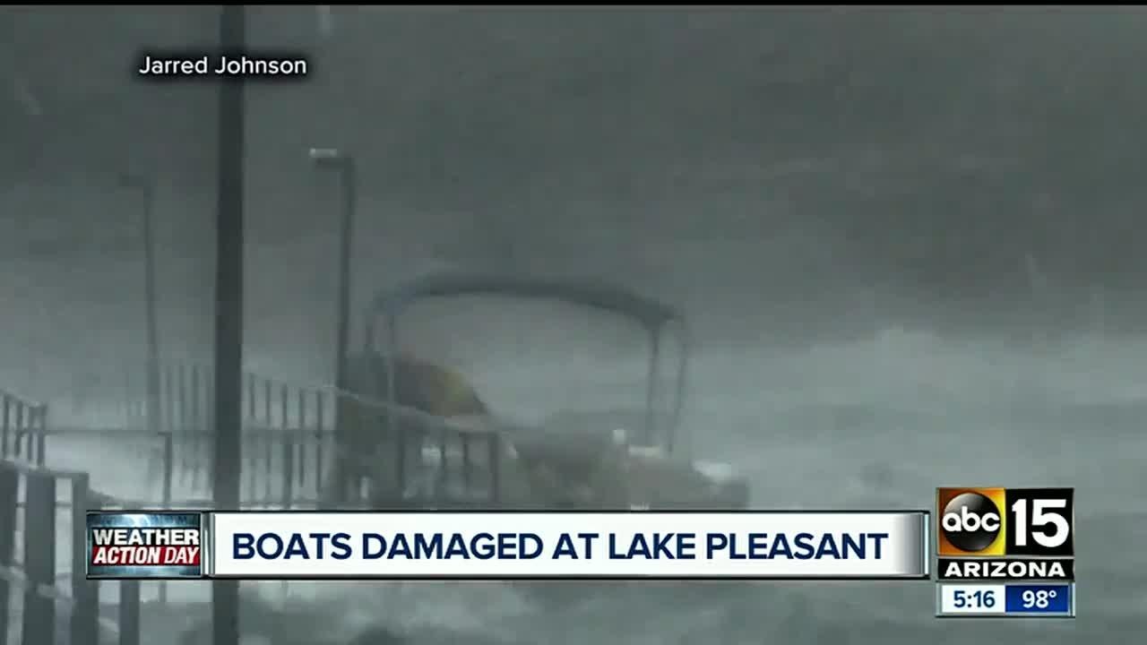 Storm rolls through Lake Pleasant damaging dock, boats