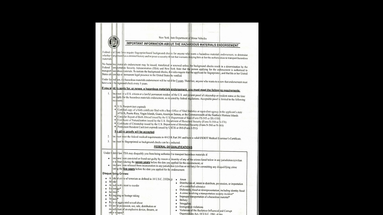 Important information about hazardous material endorsement