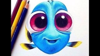 Speed drawing : Draw Dory fish - Draw for kids