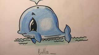 Drawing : How to draw the dolphin Step by step - For Kids- Hướng dẫn vé cá heo đáng yêu