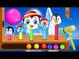 Learn Colors Wooden Face Hammer Xylophone Cute Baby Pandas - Cute Penguins Family Finger Song