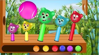 Mega Gummy Bear  Learn Colors Wooden Face Hammer Xylophone! Mega Gummy Bear  Finger Family Rhymes