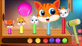 Learn Colors Wooden Face Hammer Xylophone Cute Cats + Finger Family Nursery Rhymes for Children