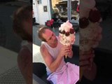 Man Attempts to Eat Enormous Ice Cream