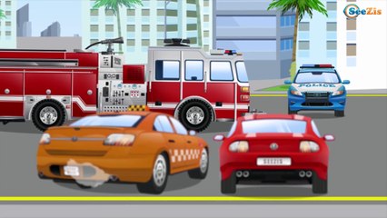 The Blue Police Car Big Race - Cars & Trucks Cartoon Compilation | New Kids Animation