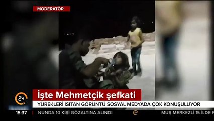 Suriyeli çocuğa Mehmetçik şefkati!