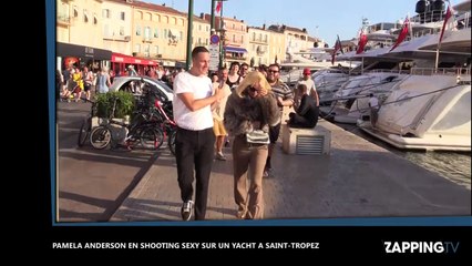 Pamela Anderson en shooting sexy sur un yacht à Saint-Tropez (vidéo)