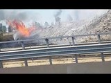 Afragola (NA) - Incendio all'uscita dell'autostrada A1 (18.07.17)