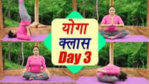 Yoga Class Day 3 | सर्वांगासन | योगमुद्रासन | सहज योग | सीखें योग, 25 days course | Boldsky