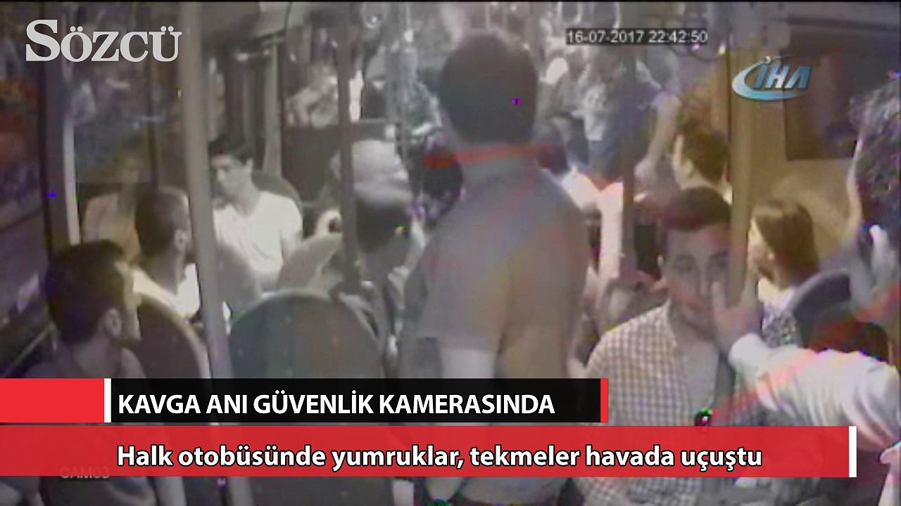 Halk otobüsünde yumruklar, tekmeler havada uçuştu