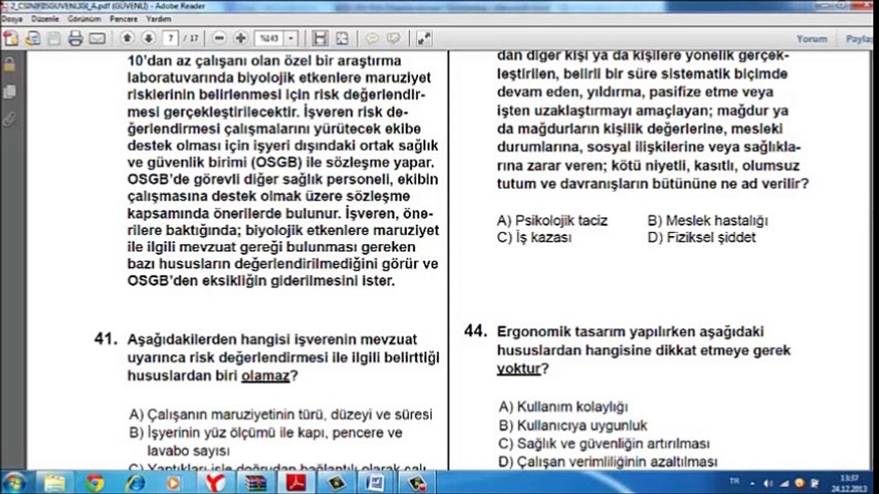 21 Aralık C Sınıfı Sınav Çözümü