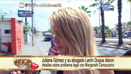 Juliana Gómez y su abogado dieron detalles sobre problema legan con Margareth Campuzano