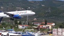 Low Landings. Danger from aircraft blast. Skiathos, Greece.