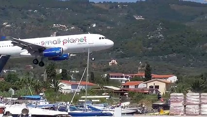 Low Landings. Danger from aircraft blast. Skiathos, Greece.
