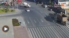 Lori simen terbabas rempuh kedai tepi jalan