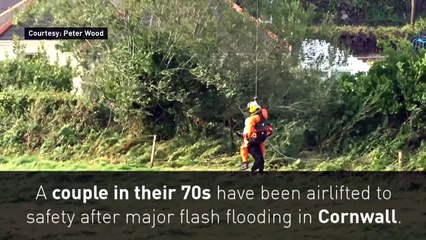 Pensioners rescued as heavy flash floods hit Cornwall