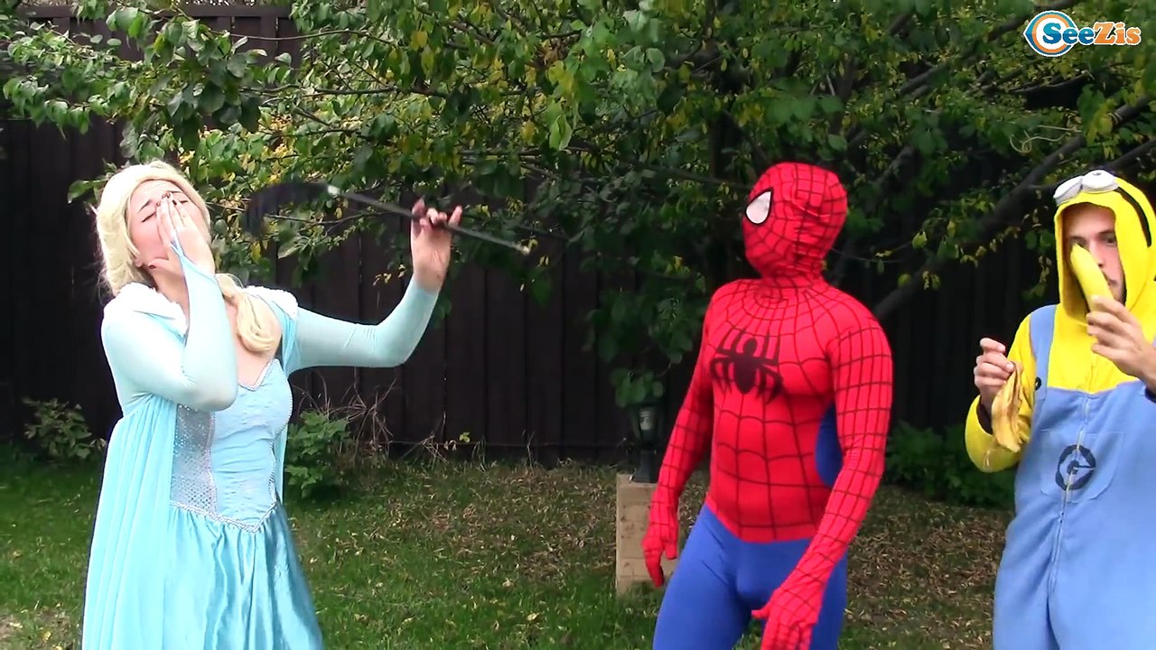 Frozen Elsa & Spiderman Elsa LOSES HER NOSE Princess Anna Joker Maleficent Superheroes in Real Life